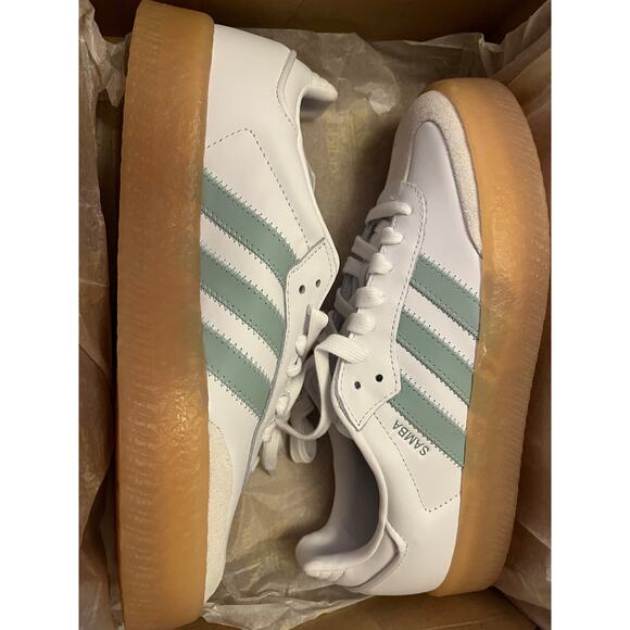 NEW ADIDAS ORIGINALS SAMBAE Women's 9 White/ Wonder Blue - Picture 5 of 12